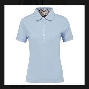 Barbour Luxury Women’s US Size 6 Portsdown Polo Shirt 6 Button Front Breeze Blue